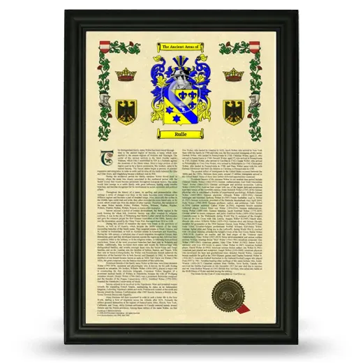 Rulle Armorial History Framed - Black