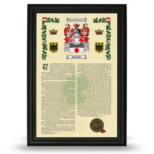 Rummler Armorial History Framed - Black