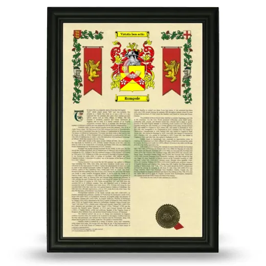 Rumpole Armorial History Framed - Black