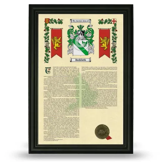 Rushforth Armorial History Framed - Black