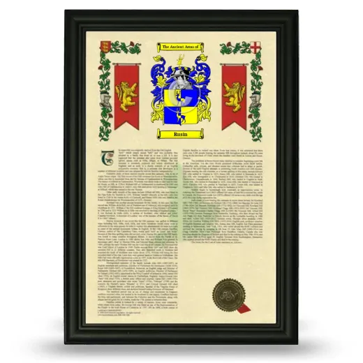 Rusin Armorial History Framed - Black