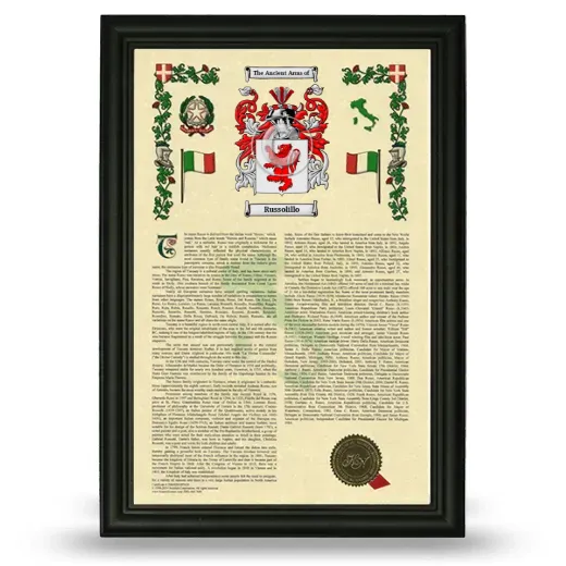 Russolillo Armorial History Framed - Black