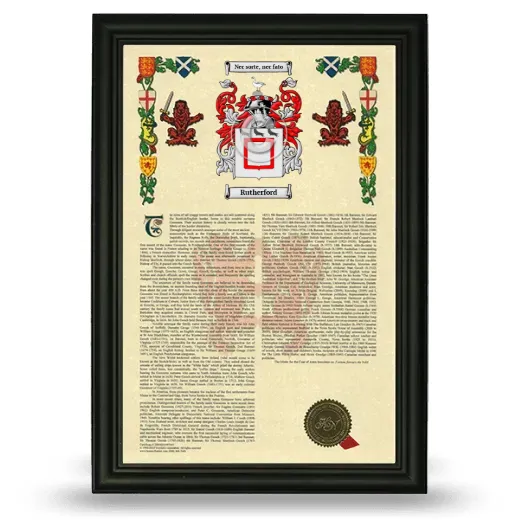 Rutherford Armorial History Framed - Black