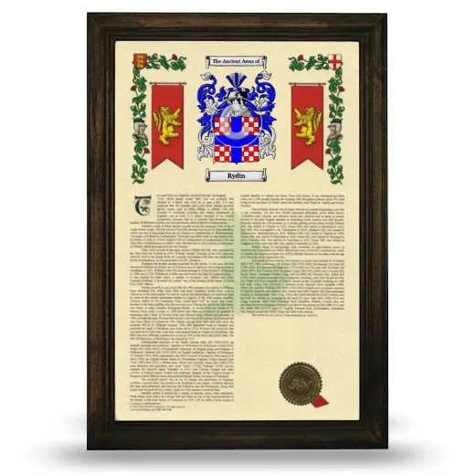 Rydin Armorial History Framed - Brown