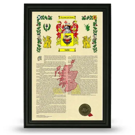 Sørlie Armorial History Framed - Black