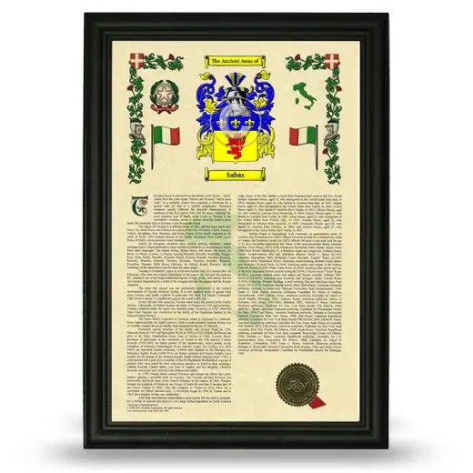 Sabas Armorial History Framed - Black