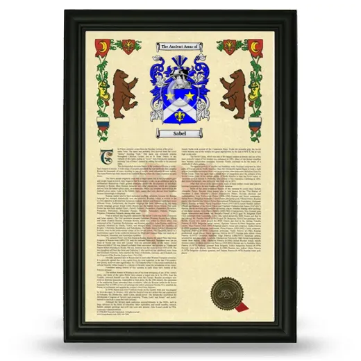 Sabel Armorial History Framed - Black