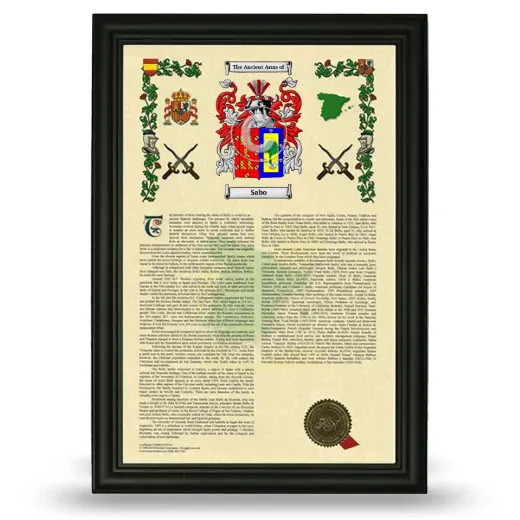 Sabo Armorial History Framed - Black