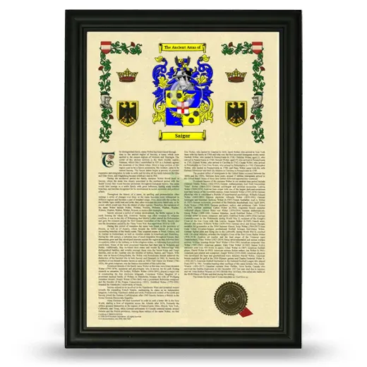 Saigar Armorial History Framed - Black