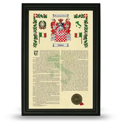 Salmon Armorial History Framed - Black