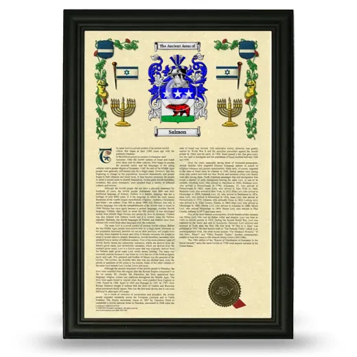 Salmon Armorial History Framed - Black