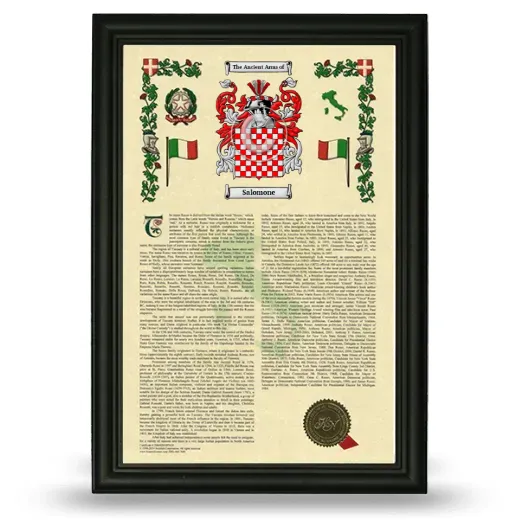 Salomone Armorial History Framed - Black