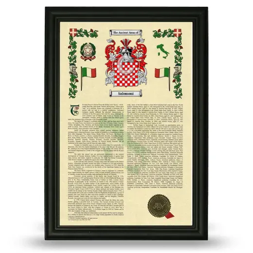 Salomoni Armorial History Framed - Black