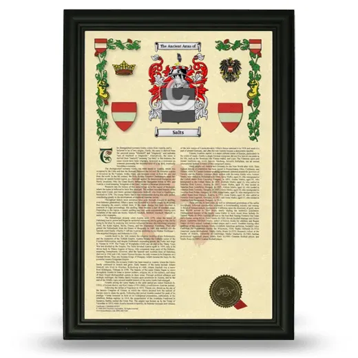 Salts Armorial History Framed - Black
