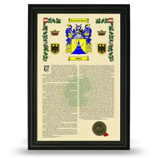 Salzer Armorial History Framed - Black