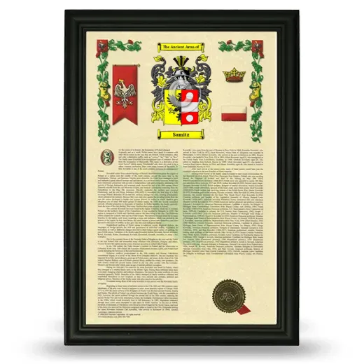 Samitz Armorial History Framed - Black