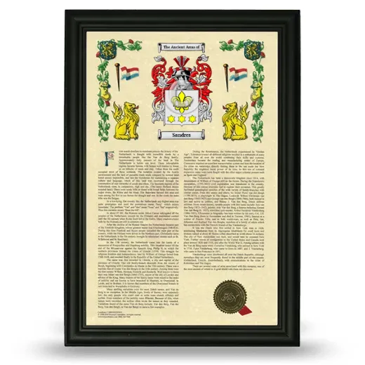 Sandres Armorial History Framed - Black