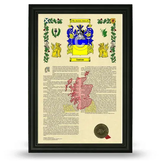 Santan Armorial History Framed - Black