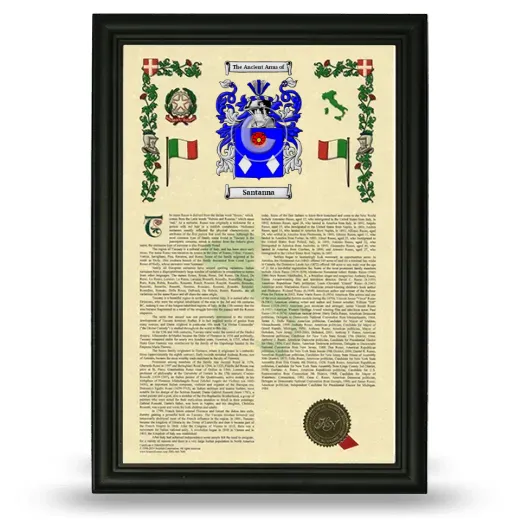 Santanna Armorial History Framed - Black