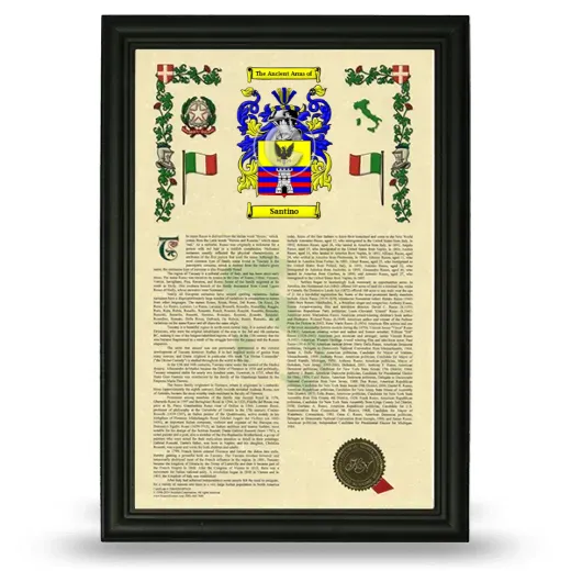 Santino Armorial History Framed - Black