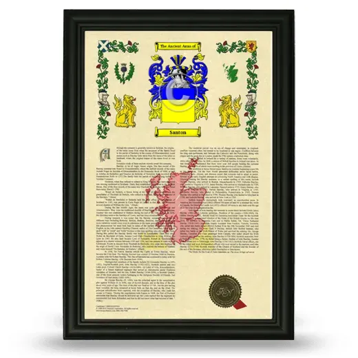 Santon Armorial History Framed - Black