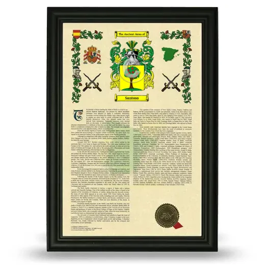Santoso Armorial History Framed - Black