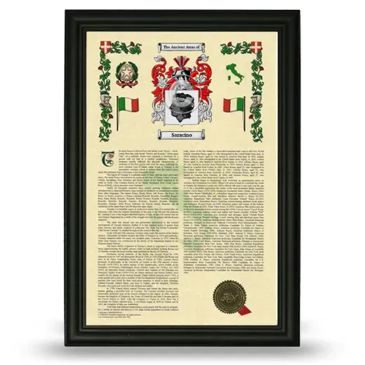 Saracino Armorial History Framed - Black