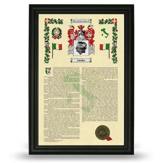 Sarcino Armorial History Framed - Black