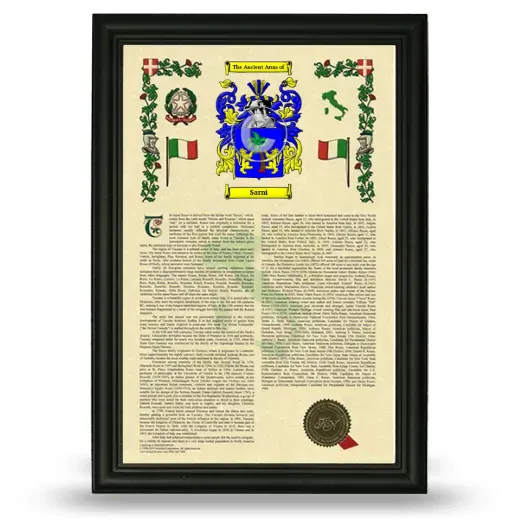 Sarni Armorial History Framed - Black