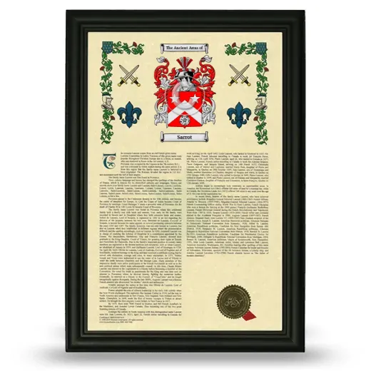 Sarrot Armorial History Framed - Black