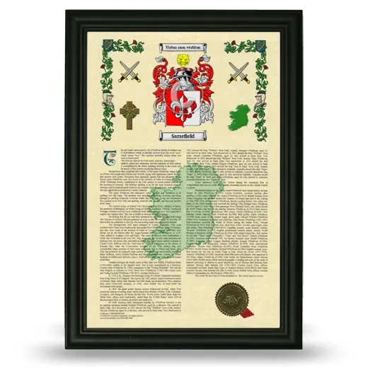 Sarsefield Armorial History Framed - Black