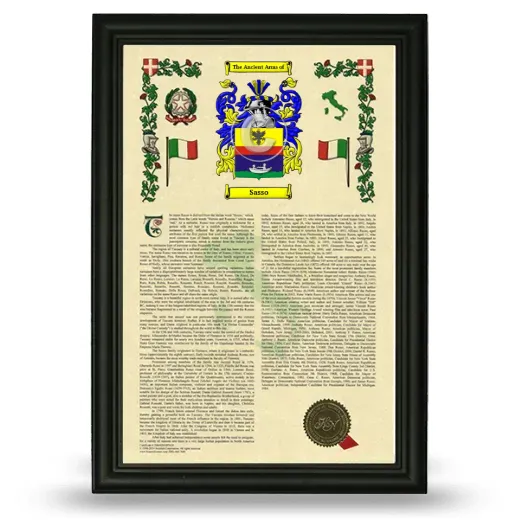 Sasso Armorial History Framed - Black