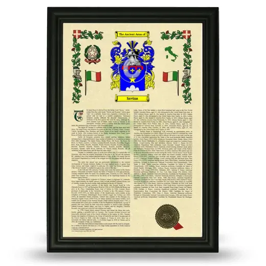 Savina Armorial History Framed - Black