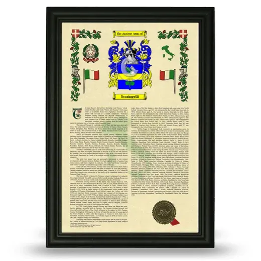 Scaringelli Armorial History Framed - Black