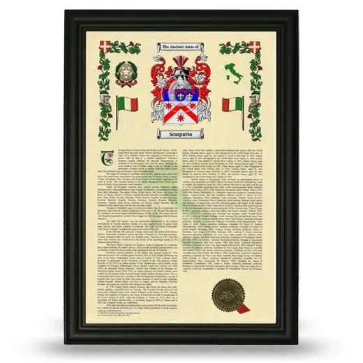Scarpatto Armorial History Framed - Black