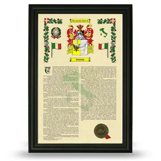 Scavone Armorial History Framed - Black
