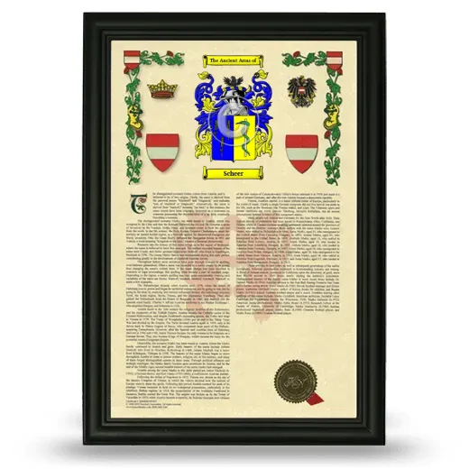 Scheer Armorial History Framed - Black