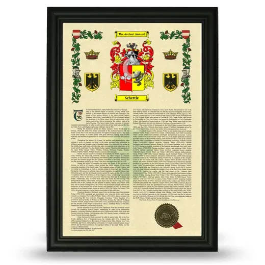 Schettle Armorial History Framed - Black