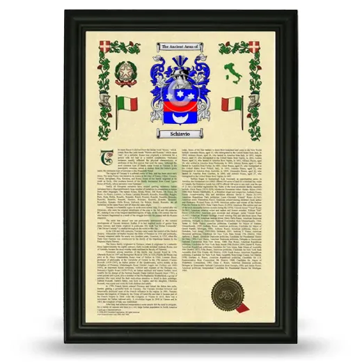 Schiavio Armorial History Framed - Black