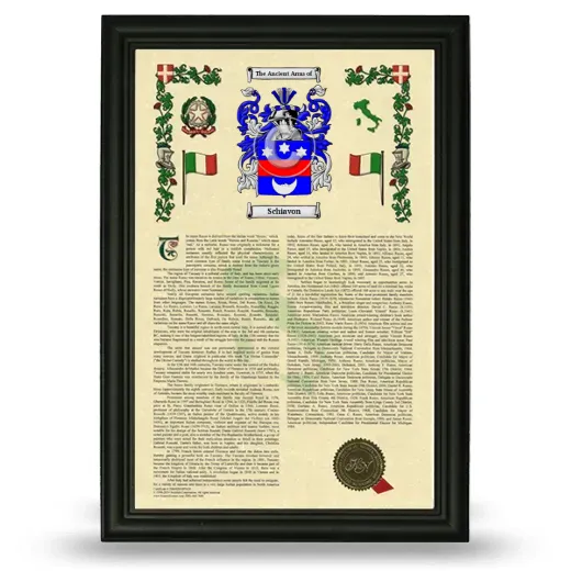 Schiavon Armorial History Framed - Black