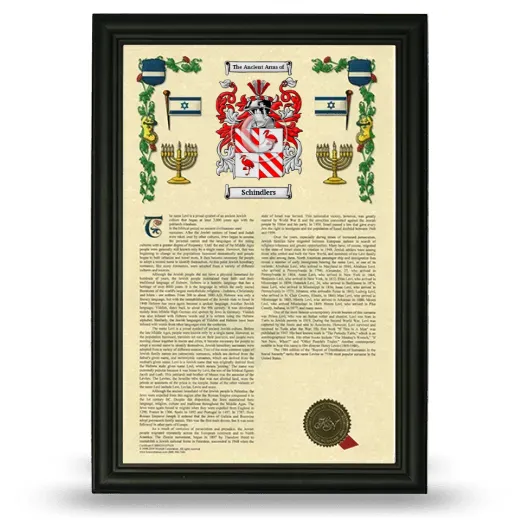 Schindlers Armorial History Framed - Black