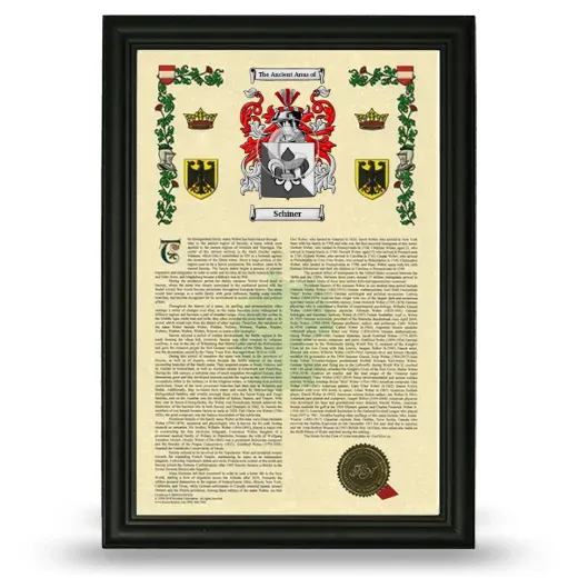 Schiner Armorial History Framed - Black