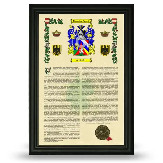 Schleifer Armorial History Framed - Black