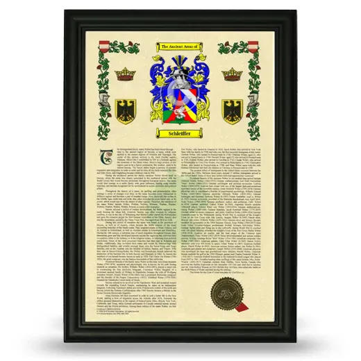 Schleiffer Armorial History Framed - Black