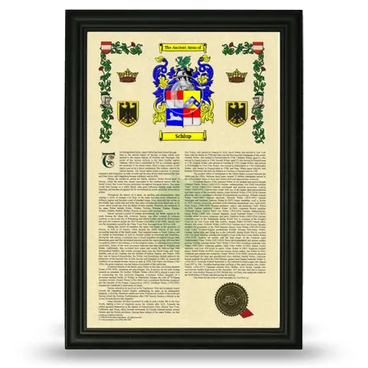 Schlup Armorial History Framed - Black