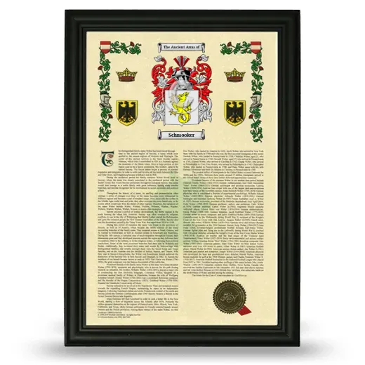 Schmooker Armorial History Framed - Black