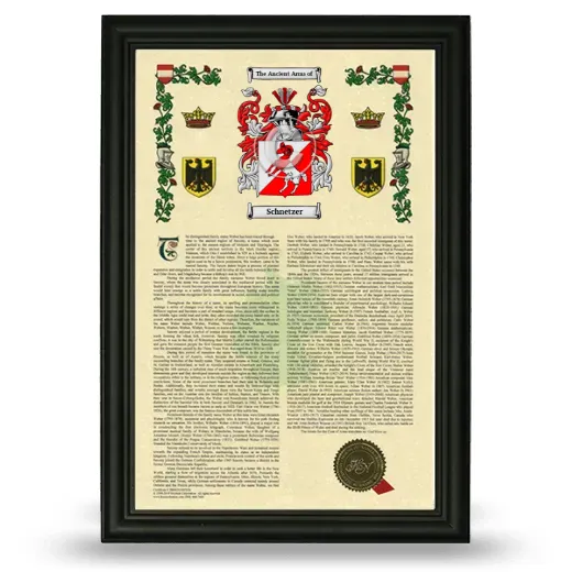 Schnetzer Armorial History Framed - Black