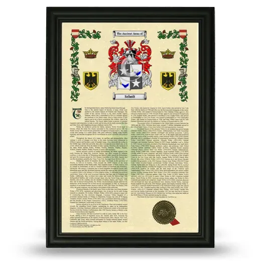 Scholt Armorial History Framed - Black