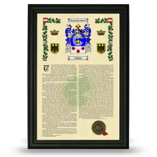 Schone Armorial History Framed - Black