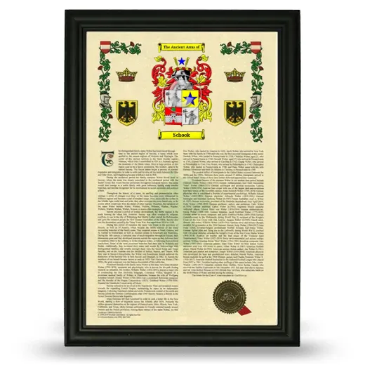 Schook Armorial History Framed - Black